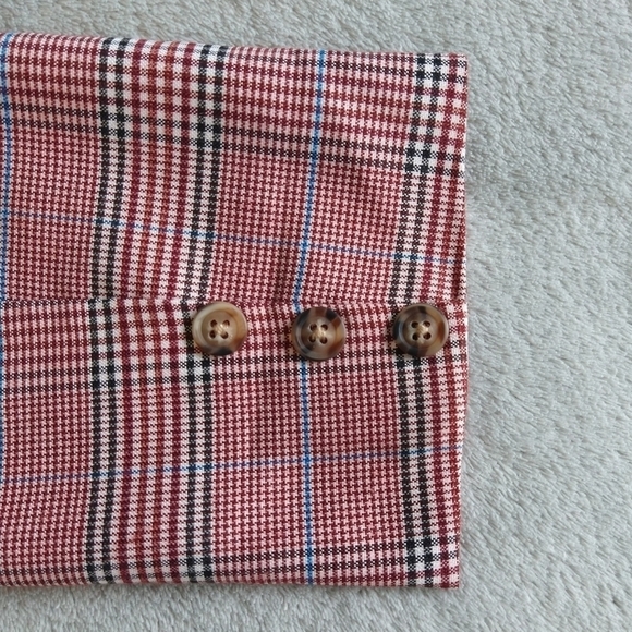 BB Dakota Just Checking In Red Plaid Blazer Lightweight Career Preppy - Picture 10 of 10